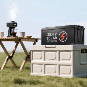 24V 200Ah LiFePO4 Lithium Battery Rechargeable Battery 100A BMS 4000 Cycle (Option: Black)