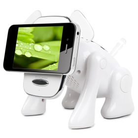 Puppy Dog Wireless Speaker Portable Mini Music Player Stereo Cute Animal Speaker With Built-In Mic FM Radio Stereo Bass MMC Card Slot USB Port Fo (Color: White)