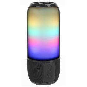 1Pc Wireless Portable Speaker Loud Stereo Speaker With 6 Color Changing Lights Radio Party TWS Speaker For Home Outdoor Travelling (Color: BLACK)