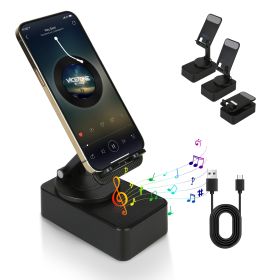 1Pc 4 In 1 Foldable Wireless Speaker Phone Stand With Power Bank 360Degree Rotatable Stand Wireless Speaker 5000mAh Battery RGB Light For Phones (Color: BLACK)